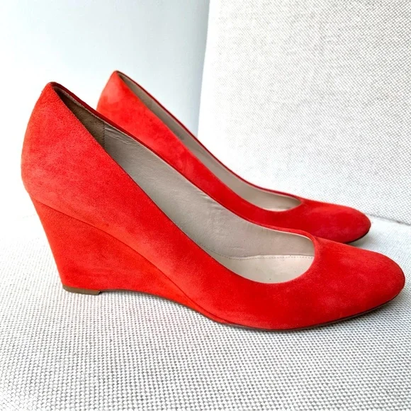 Crew Shoes J Crew Martina Suede Wedge Strawberry Red Size9